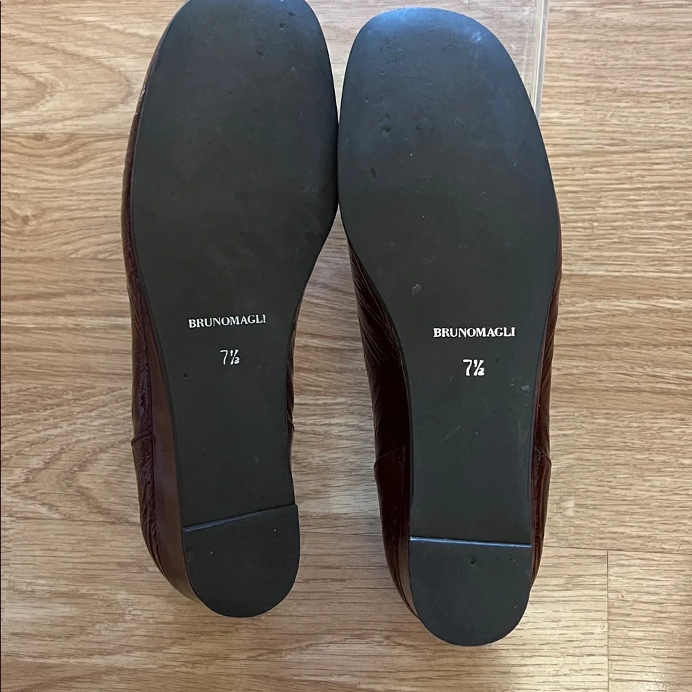 Patent Leather Bruno Magli Burgundy Brown Wedge Loafers Size 7 1/2